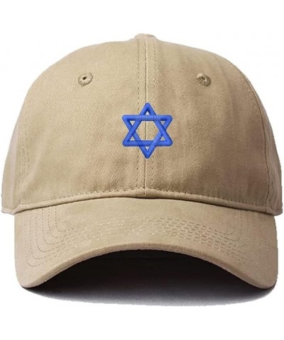 Men Baseball Cap Jewish Star Embroidery Hat Embroidered Adjustable Hats Cotton Caps Unisex Beige $11.00 Baseball Caps