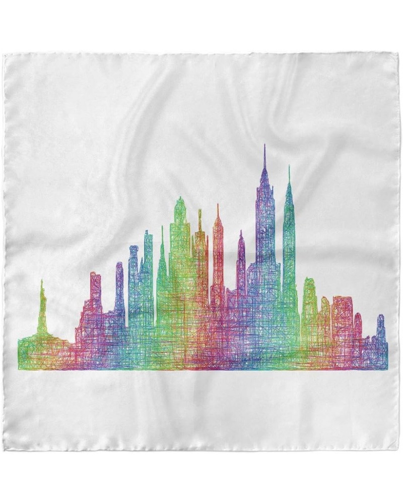 NYC Hairscarf, Skyline Creative Hatch Line Art, Head Wrap Multicolor $14.26 Scarves