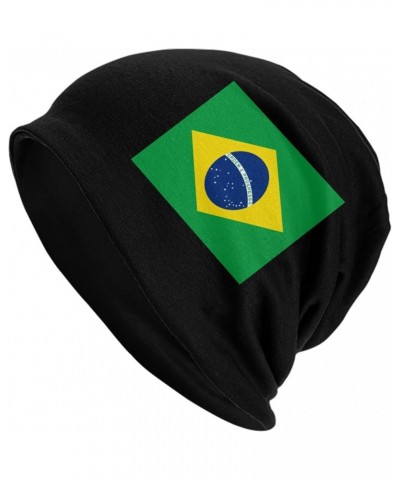 Brazil Flag Adult Knitted Hat Beanie Winter Warm Skull Hat - Men Women Black $19.39 Skullies & Beanies