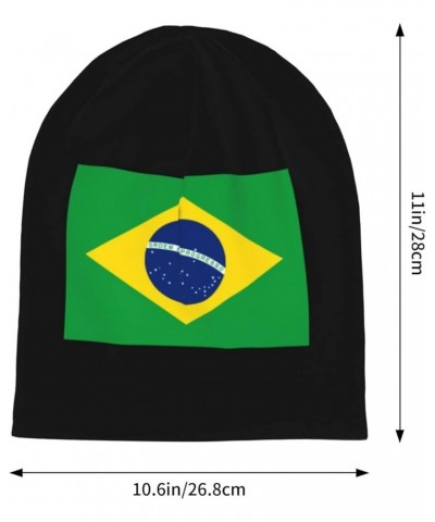 Brazil Flag Adult Knitted Hat Beanie Winter Warm Skull Hat - Men Women Black $19.39 Skullies & Beanies