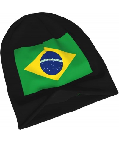 Brazil Flag Adult Knitted Hat Beanie Winter Warm Skull Hat - Men Women Black $19.39 Skullies & Beanies