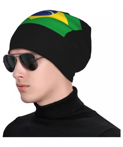 Brazil Flag Adult Knitted Hat Beanie Winter Warm Skull Hat - Men Women Black $19.39 Skullies & Beanies