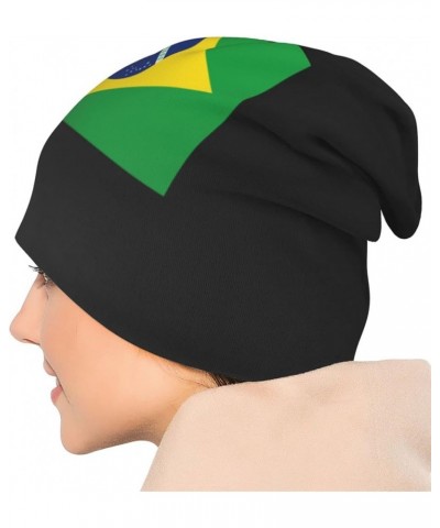 Brazil Flag Adult Knitted Hat Beanie Winter Warm Skull Hat - Men Women Black $19.39 Skullies & Beanies