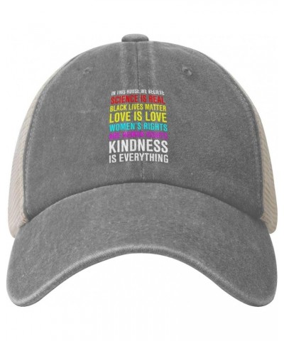 Mesh Cap Pride Flag in This House We Believe Science is Real Black Lives Matter Baseball Cap Dad Hat Trucker Hat,Black Gray $...