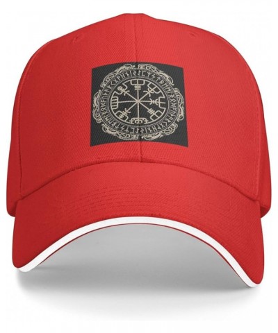 Magical Design Norse Runes Compass Picture Casual General Baseball Cap Black : Comfortable, Light Red $11.64 Baseball Caps