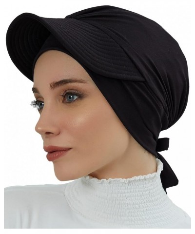 Instant Turban for Women's, 95% Cotton Bonnet, Head Wrap, Lightweight Headwear, Visor Cap Black $18.08 Skullies & Beanies