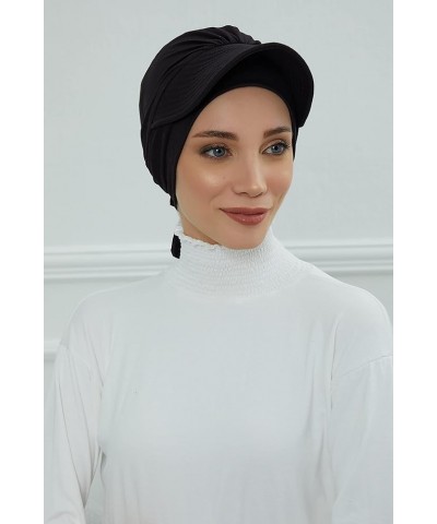 Instant Turban for Women's, 95% Cotton Bonnet, Head Wrap, Lightweight Headwear, Visor Cap Black $18.08 Skullies & Beanies