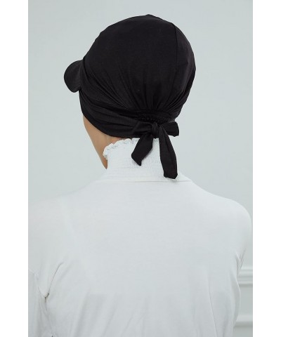 Instant Turban for Women's, 95% Cotton Bonnet, Head Wrap, Lightweight Headwear, Visor Cap Black $18.08 Skullies & Beanies