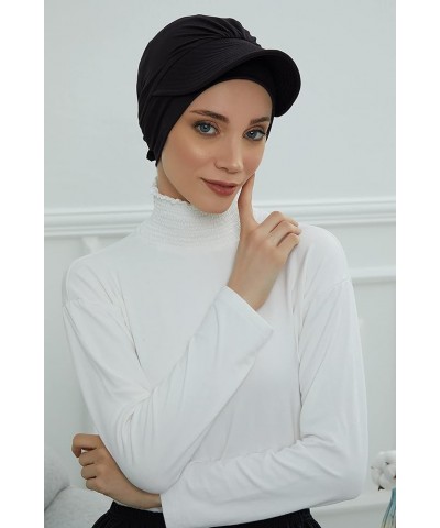 Instant Turban for Women's, 95% Cotton Bonnet, Head Wrap, Lightweight Headwear, Visor Cap Black $18.08 Skullies & Beanies