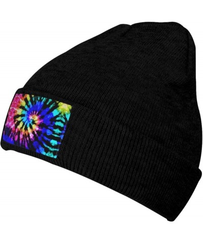 Tie Dye Print Unisex Lightweight Knit Hat Cap Multifunctional Beanie for Travel, Hiking,Skiing Black $10.30 Skullies & Beanies