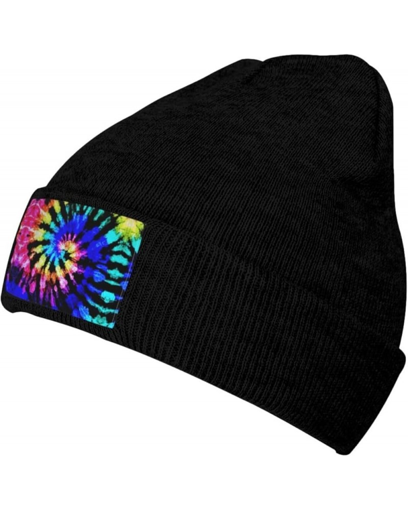 Tie Dye Print Unisex Lightweight Knit Hat Cap Multifunctional Beanie for Travel, Hiking,Skiing Black $10.30 Skullies & Beanies