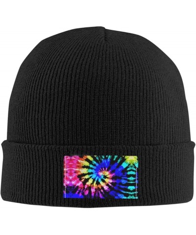 Tie Dye Print Unisex Lightweight Knit Hat Cap Multifunctional Beanie for Travel, Hiking,Skiing Black $10.30 Skullies & Beanies