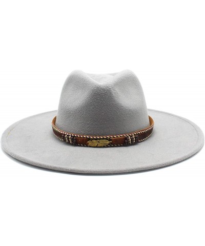 1920s Wool Felt Fedora Hat for Unisex National Style Leather Belt Jazz Hat Outback Vintage Gangster Panama Hat Grey $20.99 Fe...