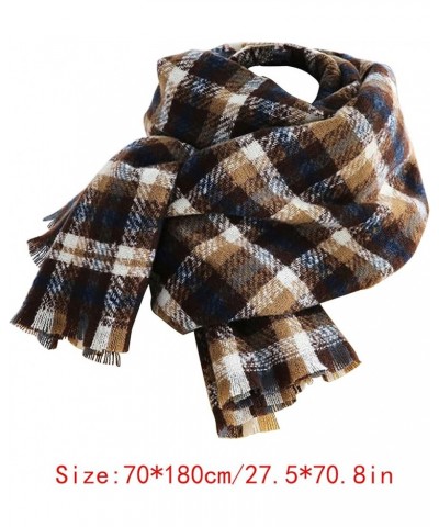 Women Warm Long Plaid Shawls Scarves Big Grid Winter Warm Large Scarf Tartan Blanket Scarf Oversized Scarf Khaki $11.22 Scarves