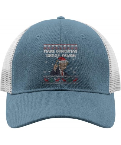 Mens Hat Christmas Fitted Trucker Hats for Men Hats Snapback Make Christmas Great Again Humor Hiking Hats Skyblue $9.44 Baseb...