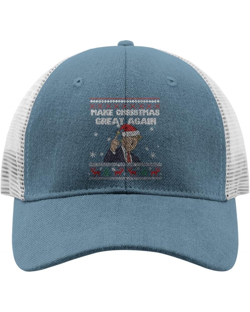 Mens Hat Christmas Fitted Trucker Hats for Men Hats Snapback Make Christmas Great Again Humor Hiking Hats Skyblue $9.44 Baseb...