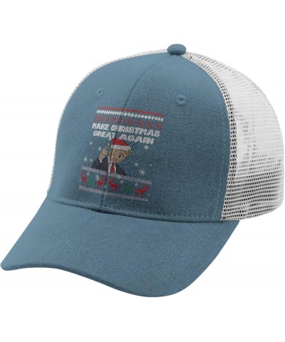 Mens Hat Christmas Fitted Trucker Hats for Men Hats Snapback Make Christmas Great Again Humor Hiking Hats Skyblue $9.44 Baseb...