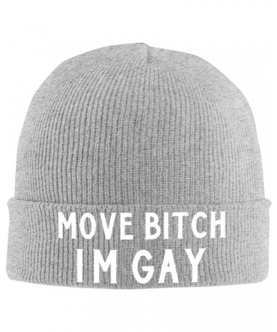 Move Bitch I'm Gay Mens Winter Beanie Hats Warm Knit Hats Skull Cap Print Winter Hat for Women Gray $10.06 Skullies & Beanies