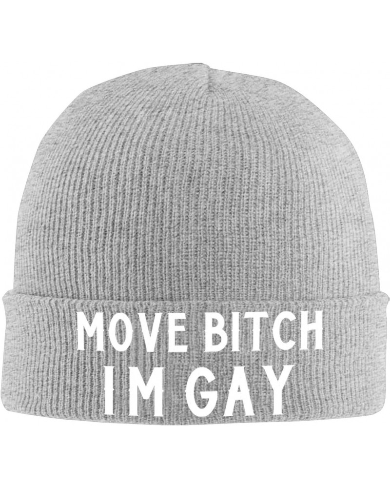 Move Bitch I'm Gay Mens Winter Beanie Hats Warm Knit Hats Skull Cap Print Winter Hat for Women Gray $10.06 Skullies & Beanies