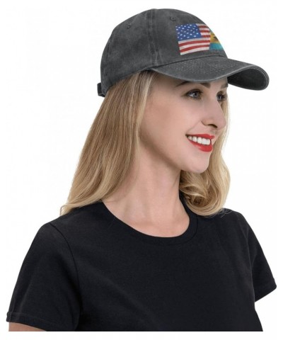 America Bahamas Flag Denim Baseball Cap, Adjustable Fitted Hat Retro Casquette for Men Women America Flag and Bahamas Flag $1...