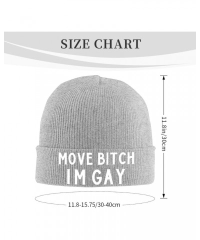 Move Bitch I'm Gay Mens Winter Beanie Hats Warm Knit Hats Skull Cap Print Winter Hat for Women Gray $10.06 Skullies & Beanies