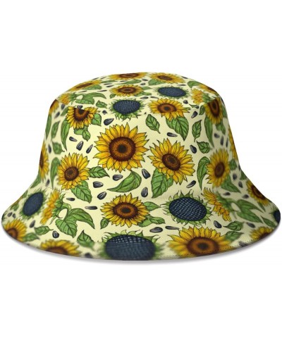 Bucket Hat,Cute Dog Sun Hat Summer Hat Foldable Travel Outdoor Activities Cap Men and Women Yellow Sunflowers $10.59 Sun Hats