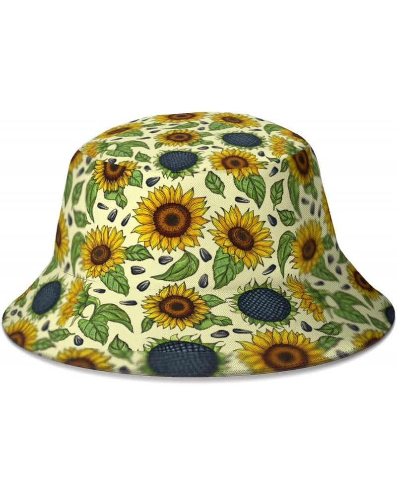 Bucket Hat,Cute Dog Sun Hat Summer Hat Foldable Travel Outdoor Activities Cap Men and Women Yellow Sunflowers $10.59 Sun Hats