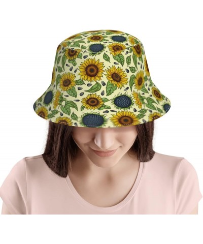 Bucket Hat,Cute Dog Sun Hat Summer Hat Foldable Travel Outdoor Activities Cap Men and Women Yellow Sunflowers $10.59 Sun Hats