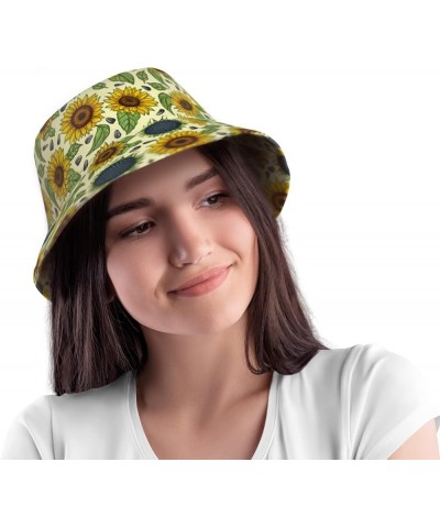 Bucket Hat,Cute Dog Sun Hat Summer Hat Foldable Travel Outdoor Activities Cap Men and Women Yellow Sunflowers $10.59 Sun Hats