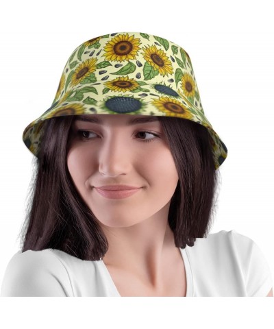 Bucket Hat,Cute Dog Sun Hat Summer Hat Foldable Travel Outdoor Activities Cap Men and Women Yellow Sunflowers $10.59 Sun Hats