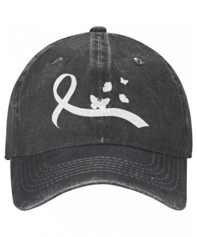 Lung Cancer Awareness White Ribbon Hat Adjustable Baseball Cap Dad Cap Unisex Hat $11.85 Rain Hats