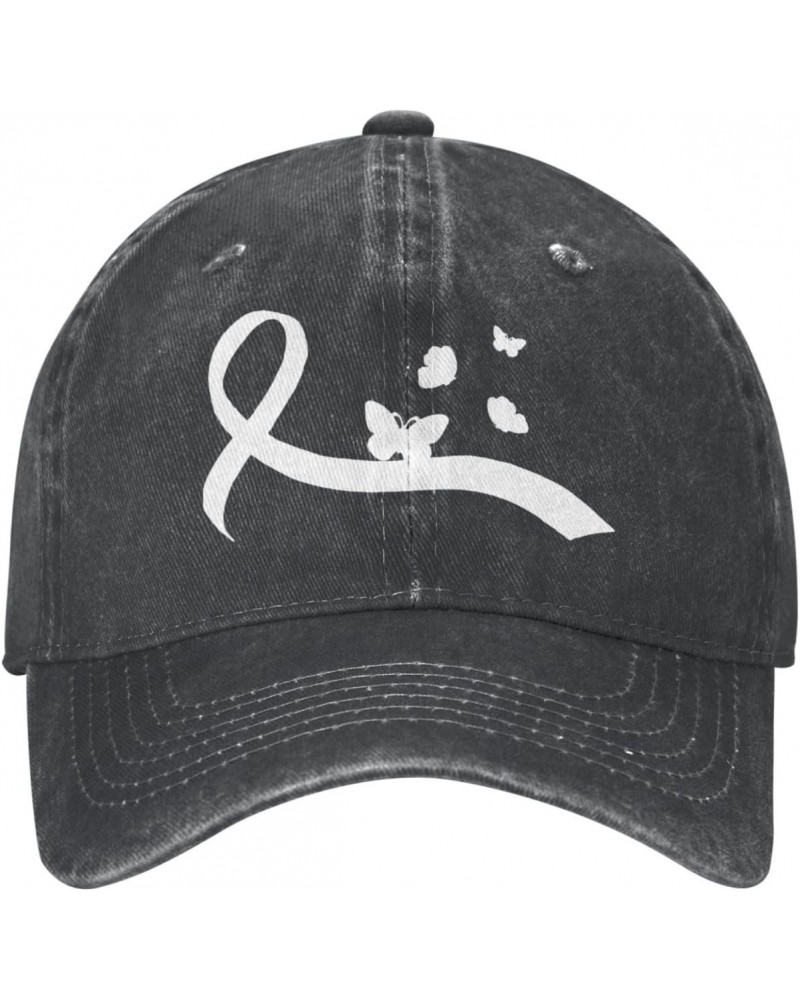 Lung Cancer Awareness White Ribbon Hat Adjustable Baseball Cap Dad Cap Unisex Hat $11.85 Rain Hats