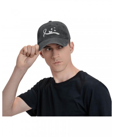 Lung Cancer Awareness White Ribbon Hat Adjustable Baseball Cap Dad Cap Unisex Hat $11.85 Rain Hats