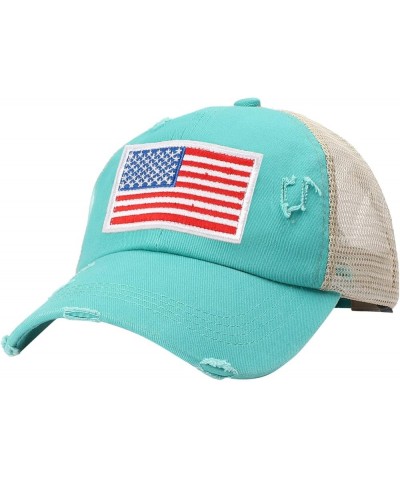 American Flag Baseball Cap for Men Women Adjustable Embroidered ????olf Dad Hat Outdoor Sports Running hat Sky Blue $6.82 Bas...