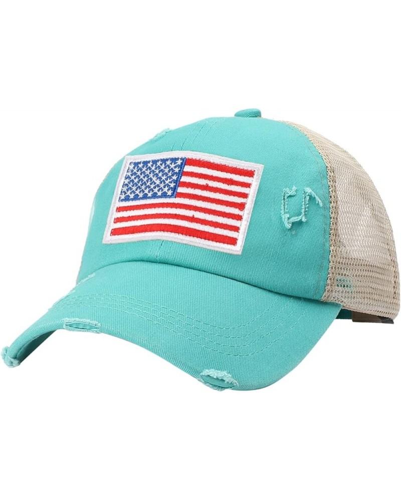 American Flag Baseball Cap for Men Women Adjustable Embroidered ????olf Dad Hat Outdoor Sports Running hat Sky Blue $6.82 Bas...