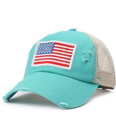 American Flag Baseball Cap for Men Women Adjustable Embroidered ????olf Dad Hat Outdoor Sports Running hat Sky Blue $6.82 Bas...