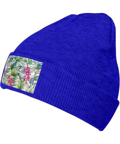 Tropical Plants Print Unisex Warm Knit Hat Cap Winter Cap Cute Soft Warm Outdoor Ski Knit Cap Nightcap Blue $9.31 Skullies & ...