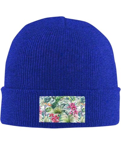 Tropical Plants Print Unisex Warm Knit Hat Cap Winter Cap Cute Soft Warm Outdoor Ski Knit Cap Nightcap Blue $9.31 Skullies & ...