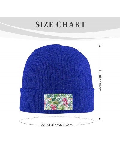 Tropical Plants Print Unisex Warm Knit Hat Cap Winter Cap Cute Soft Warm Outdoor Ski Knit Cap Nightcap Blue $9.31 Skullies & ...