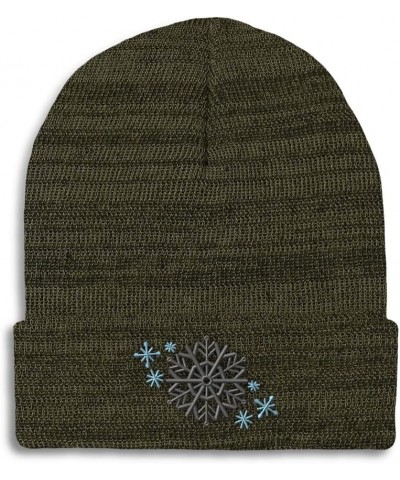 Beanies for Men Christmas Snowflake H Embroidery Christmas Winter Hats for Women Acrylic Skull Cap 1 Size Heather Olive Green...