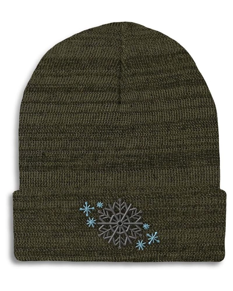 Beanies for Men Christmas Snowflake H Embroidery Christmas Winter Hats for Women Acrylic Skull Cap 1 Size Heather Olive Green...