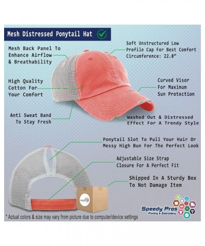 Womens Ponytail Cap Embalmer Undertaker Cotton Funeral Distressed Trucker Hat Coral Design Only $15.36 Baseball Caps