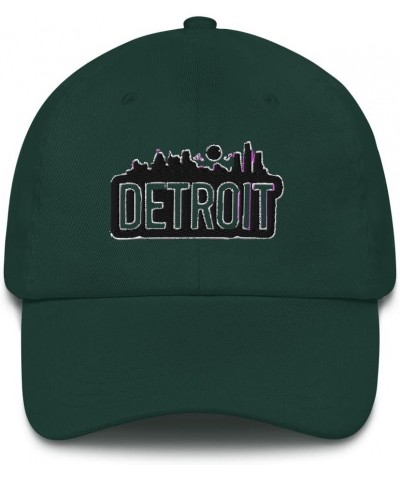 Detroit City Skyline is Travel Detroit Michigan Gifts - Multi Colors 3D Puff Ebroidered Dad Hat Spruce $18.73 Baseball Caps