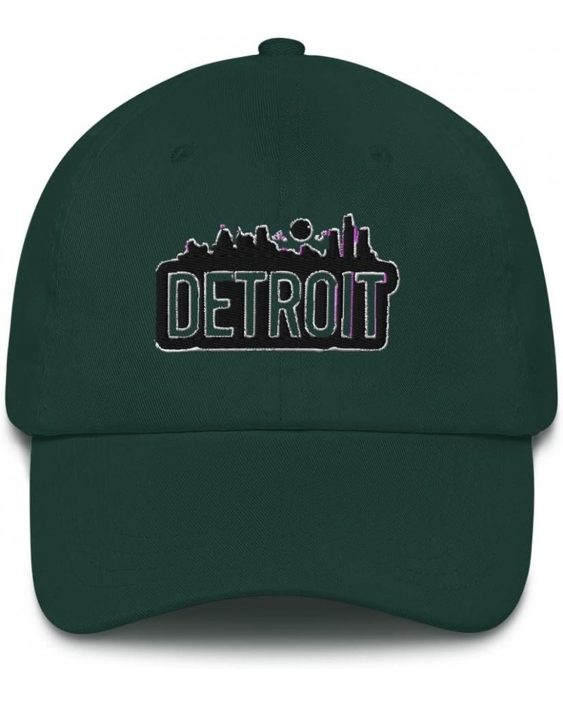 Detroit City Skyline is Travel Detroit Michigan Gifts - Multi Colors 3D Puff Ebroidered Dad Hat Spruce $18.73 Baseball Caps