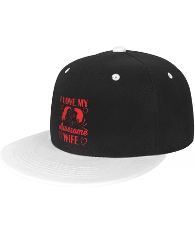 I Love My Awesome Wife Baseball Cap for Men Women Snapback Hat Adjustable Flat Bill Hats White $13.35 Baseball Caps