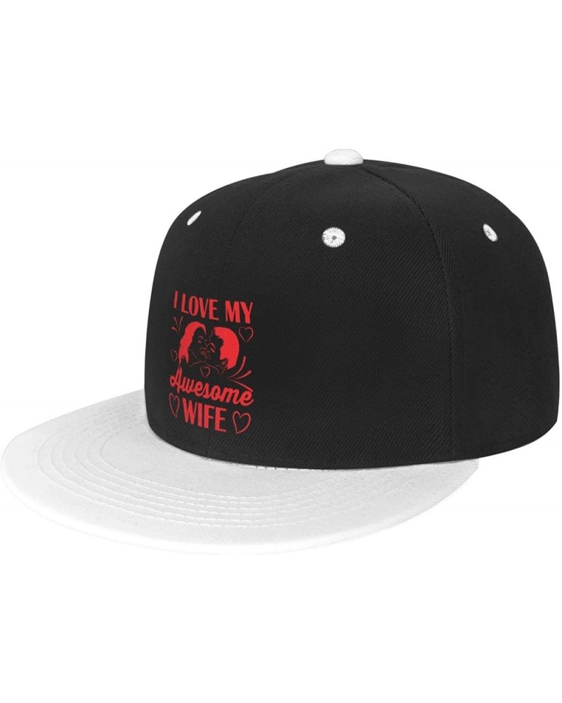 I Love My Awesome Wife Baseball Cap for Men Women Snapback Hat Adjustable Flat Bill Hats White $13.35 Baseball Caps