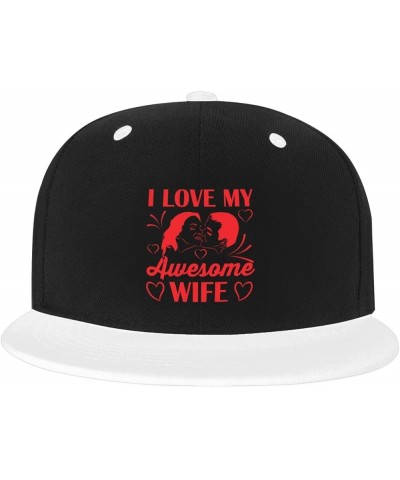 I Love My Awesome Wife Baseball Cap for Men Women Snapback Hat Adjustable Flat Bill Hats White $13.35 Baseball Caps