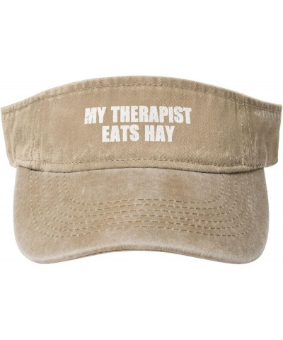 My Therapist Eats Hay Sport Sun Visor Hats Cotton Ball Caps Empty Top Baseball Sun Cap for Men Women,Black Natural $10.62 Visors