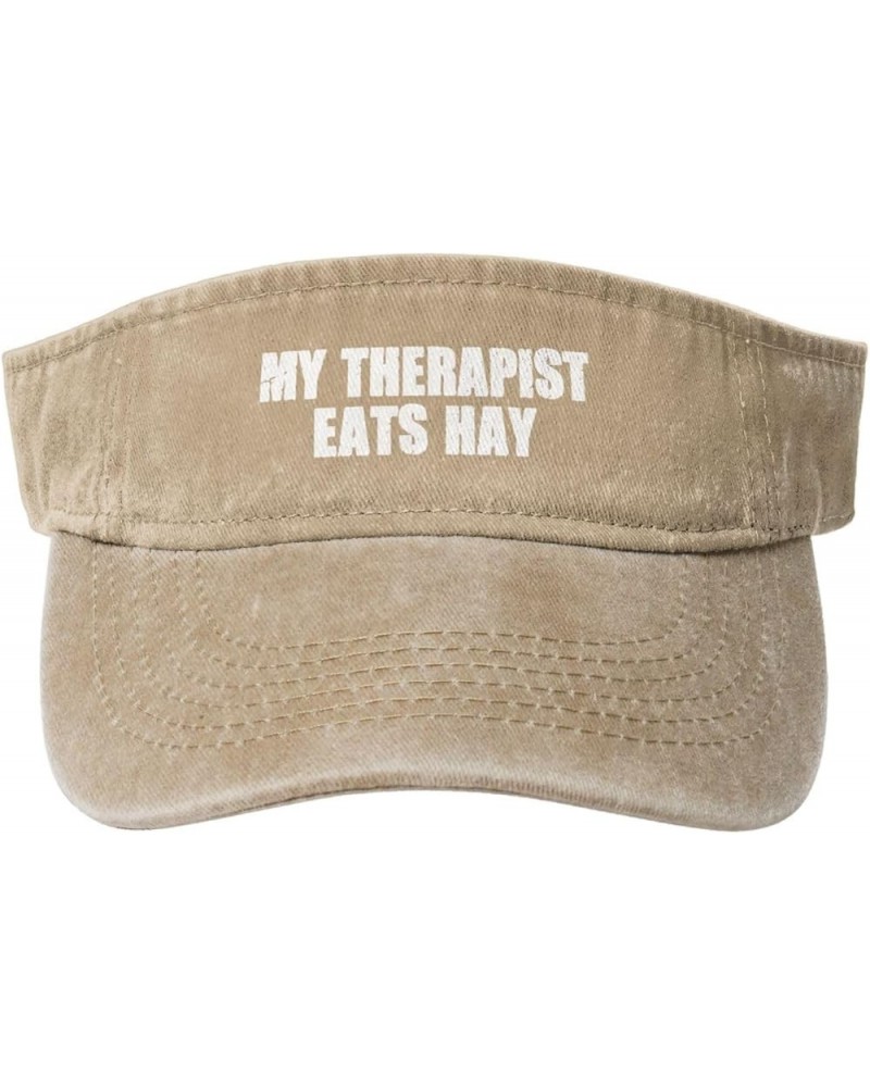 My Therapist Eats Hay Sport Sun Visor Hats Cotton Ball Caps Empty Top Baseball Sun Cap for Men Women,Black Natural $10.62 Visors