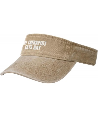 My Therapist Eats Hay Sport Sun Visor Hats Cotton Ball Caps Empty Top Baseball Sun Cap for Men Women,Black Natural $10.62 Visors